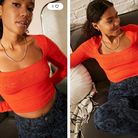 Urban Outfitters Sweaters - Urban Outfitters Women's Orange Crop Top with sleeves